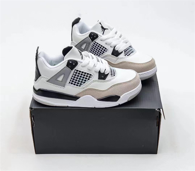 Youth Running weapon Super Quality Air Jordan 4 White/Grey Shoes 049
